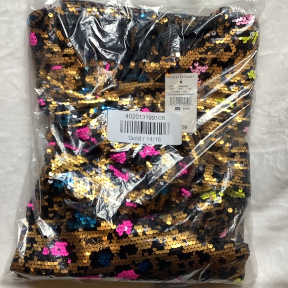 Ashley Stewart 1X & 6X Sequin Gold Metallic Black Bodycon Mini Dress (K51.10) - Picture 5 of 6